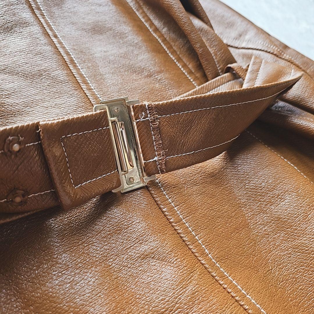 【希少】バーバリー フェイクレザージャケット 38 裏地チェック ブラウン