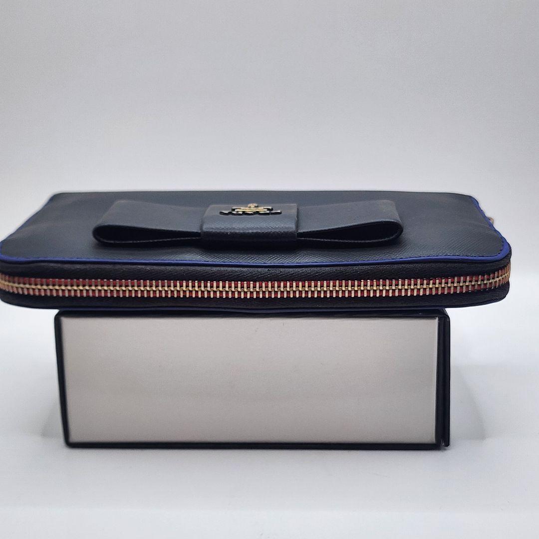 美品 PRADA サフィアーノ リボン ラウンドファスナー 長財布