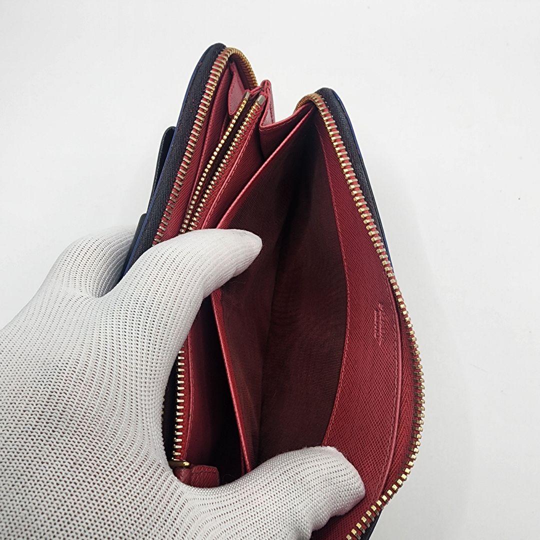 美品 PRADA サフィアーノ リボン ラウンドファスナー 長財布