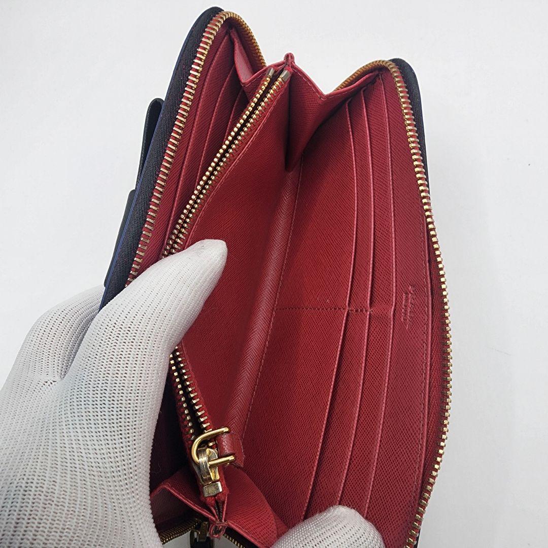 美品 PRADA サフィアーノ リボン ラウンドファスナー 長財布