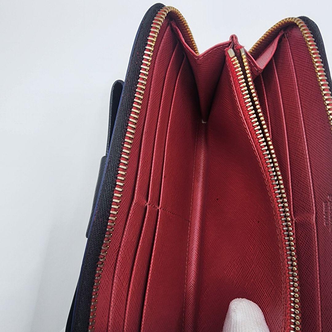 美品 PRADA サフィアーノ リボン ラウンドファスナー 長財布