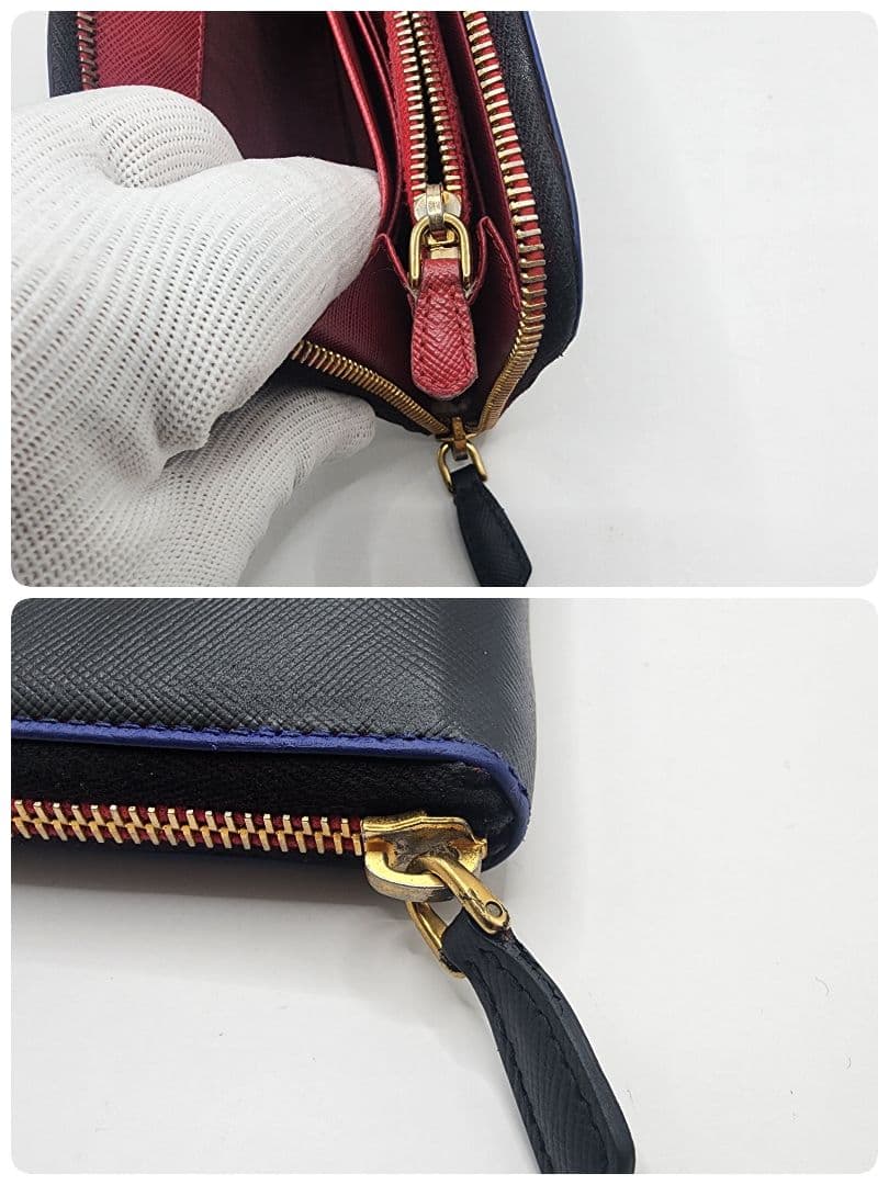 美品 PRADA サフィアーノ リボン ラウンドファスナー 長財布