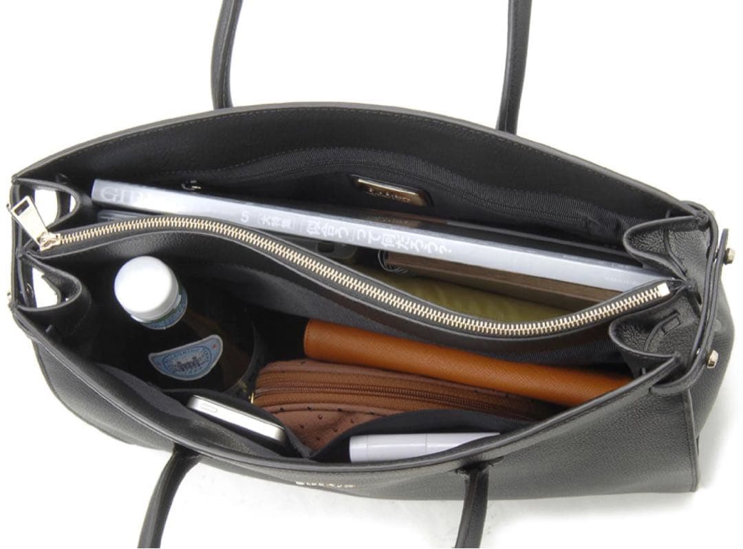 FURLA ビジネスバッグハンドバッグ トートバッグ レザー 黒　A4収納