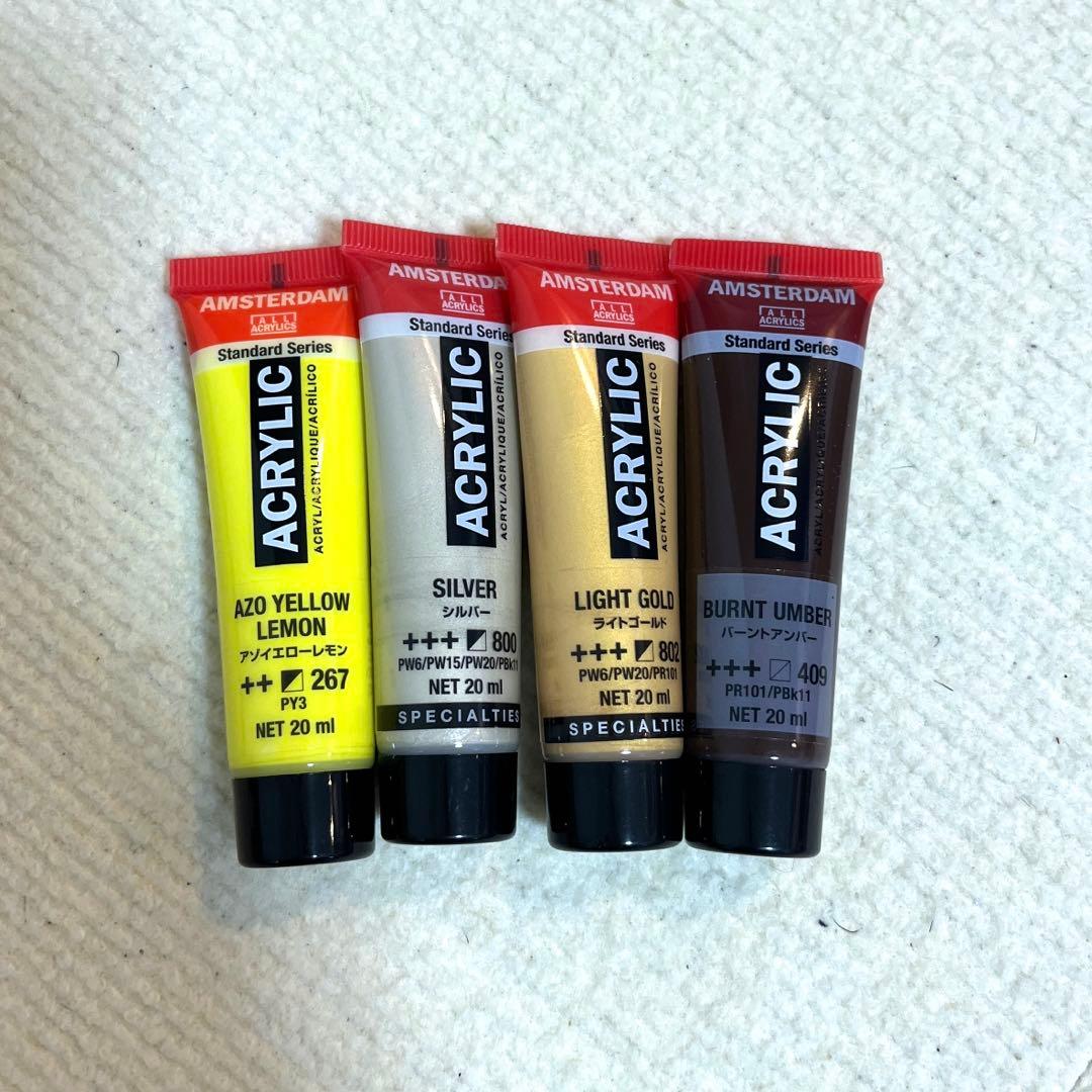 画材まとめ売り メディウム4/アクリル18/ナイフ4/キャンバス2/銀箔