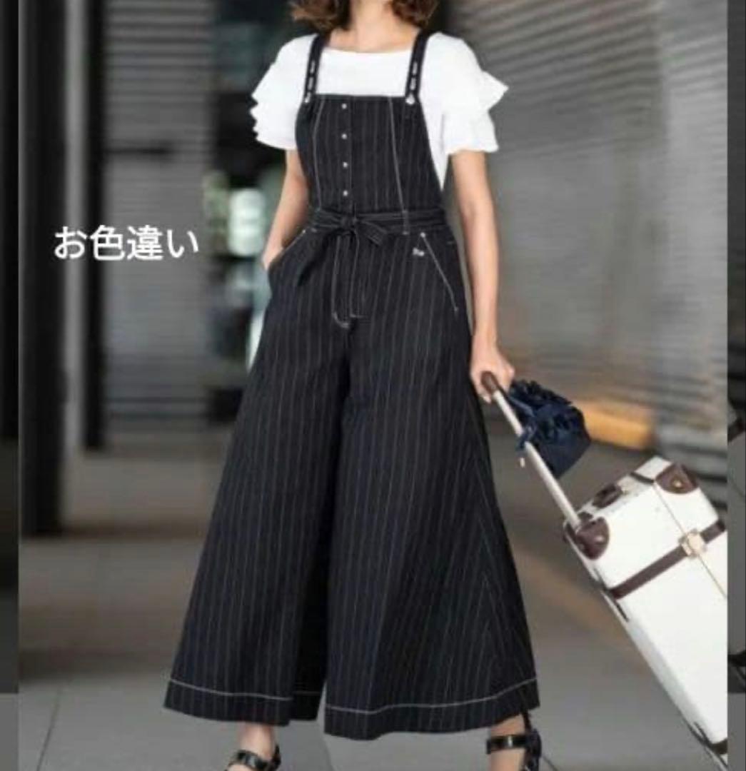 エムズグレイシー カタログ掲載麻混ストライプオーバーオール　40 ❤️70%引