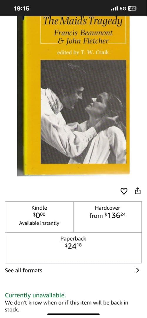 洋書 The Maid's Tragedy Beaumont & Fletcher