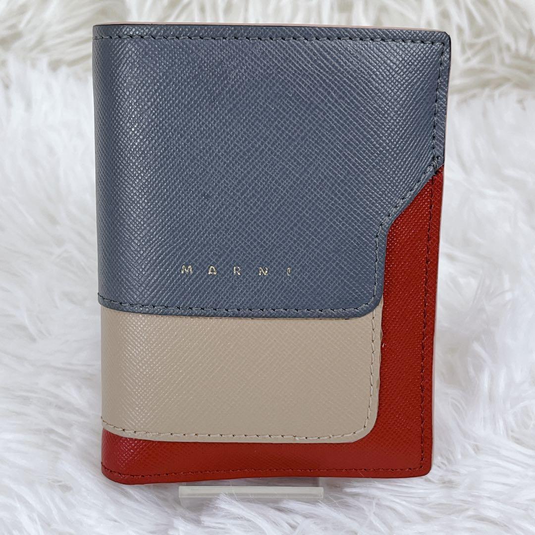箱付き 美品 MARNI マルチカラー 二つ折り 財布