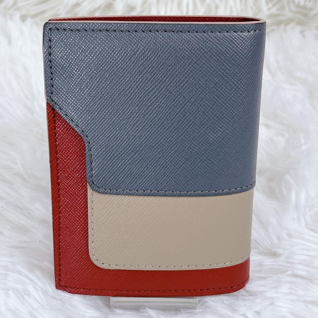 箱付き 美品 MARNI マルチカラー 二つ折り 財布