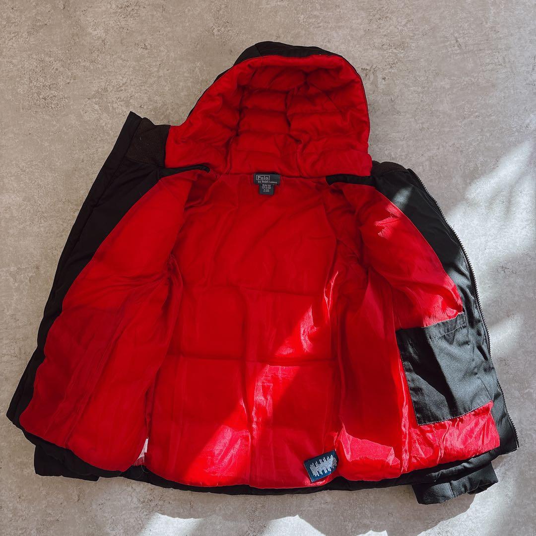 ポロラルフローレン ダウンジャケット ビッグポニー刺繍 黒 キッズM10-12