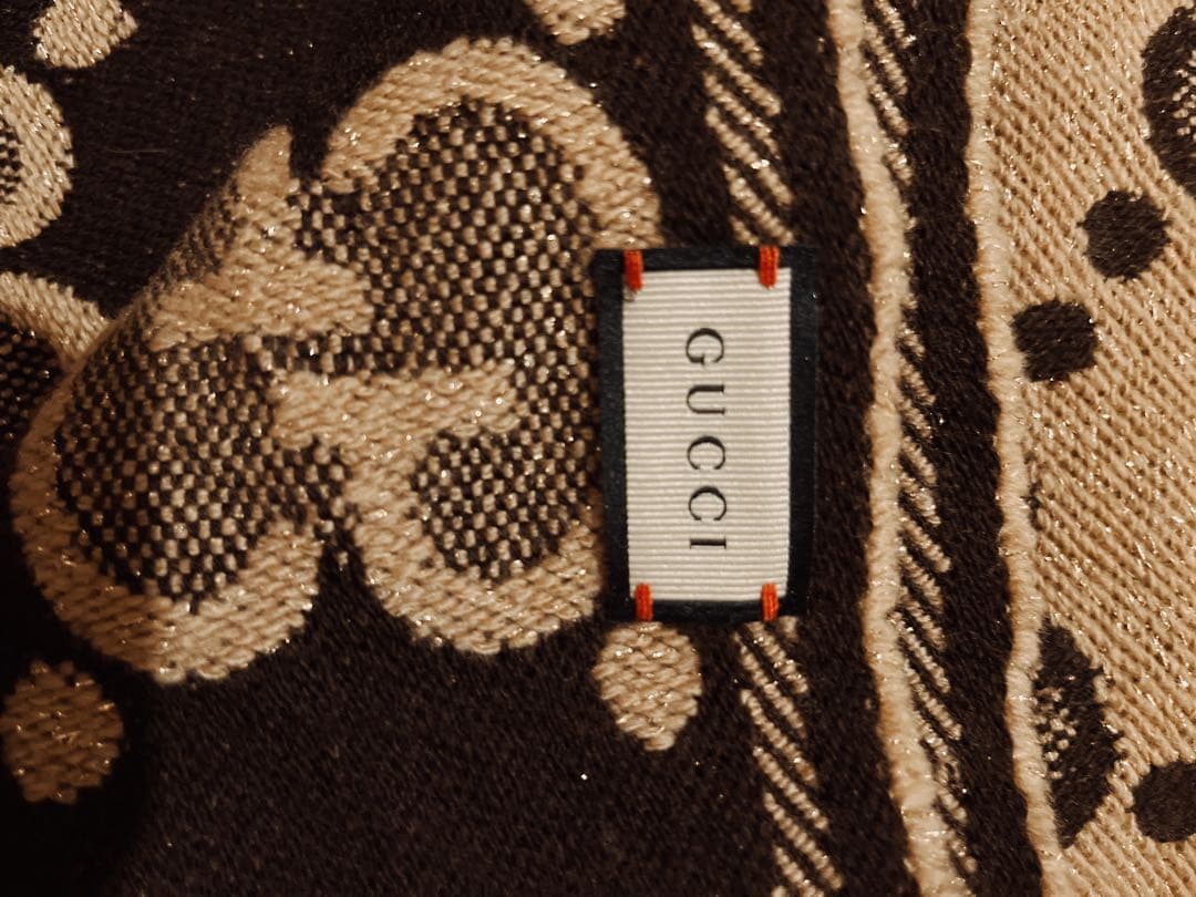 GUCCIグッチウールジャガードマフラーストールロゴGG柄
