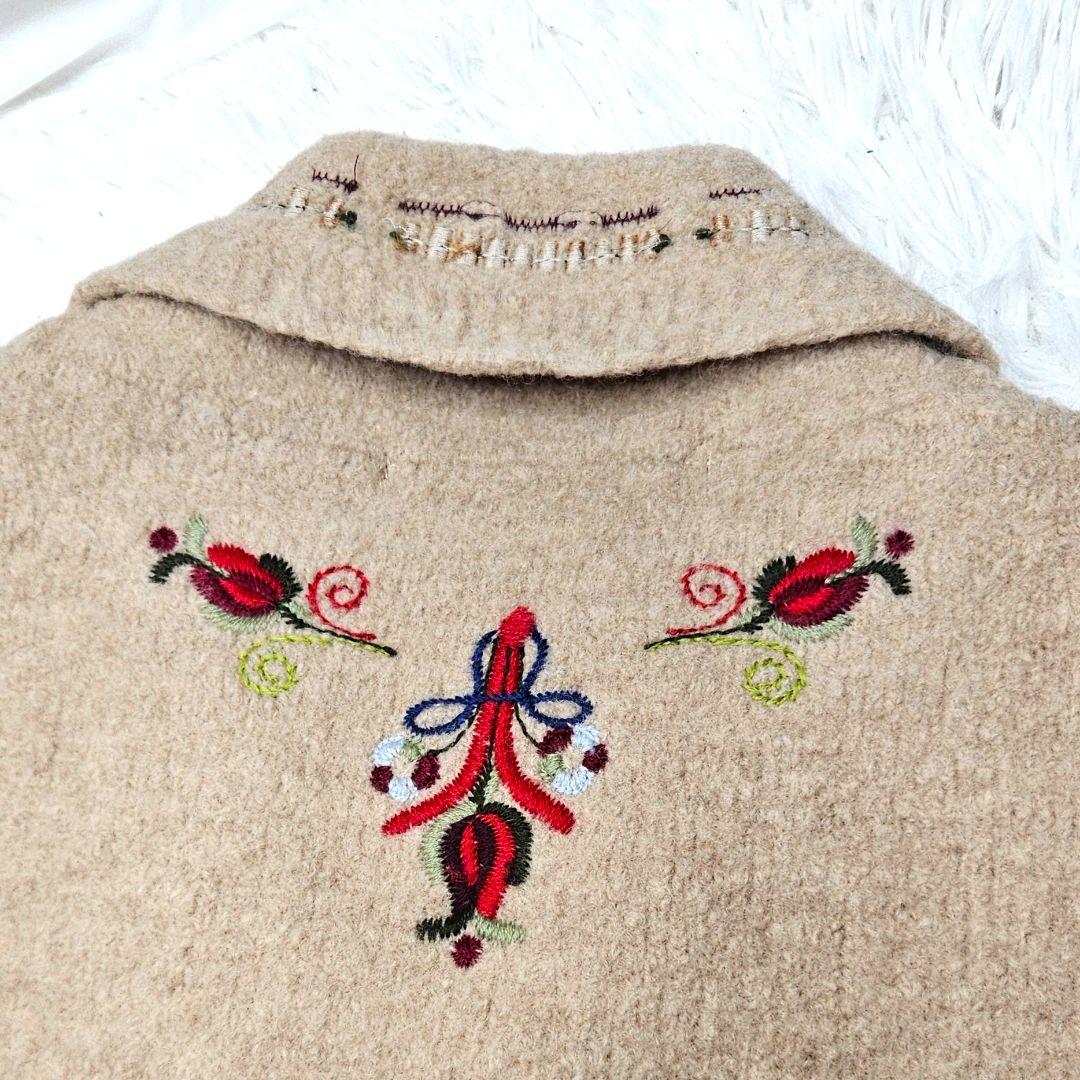 45R 縮絨 ウール 刺繍 ジャケット ベージュ