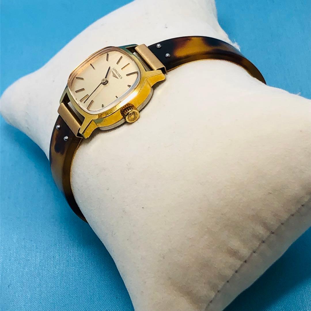 ロンジン 鼈甲ベルト 手巻き レディース腕時計 稼働品