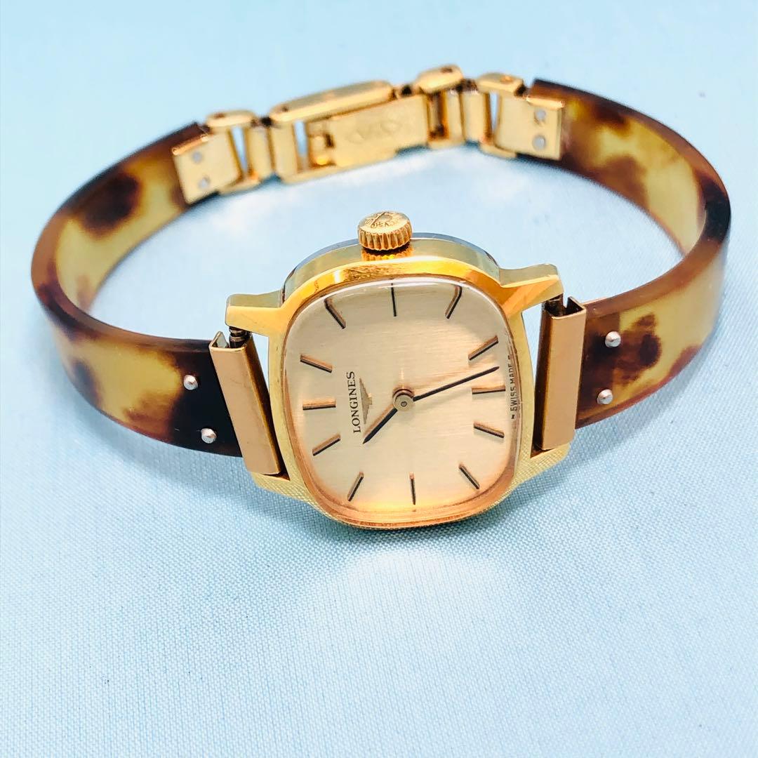 ロンジン 鼈甲ベルト 手巻き レディース腕時計 稼働品