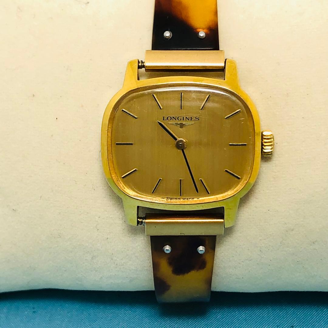 ロンジン 鼈甲ベルト 手巻き レディース腕時計 稼働品