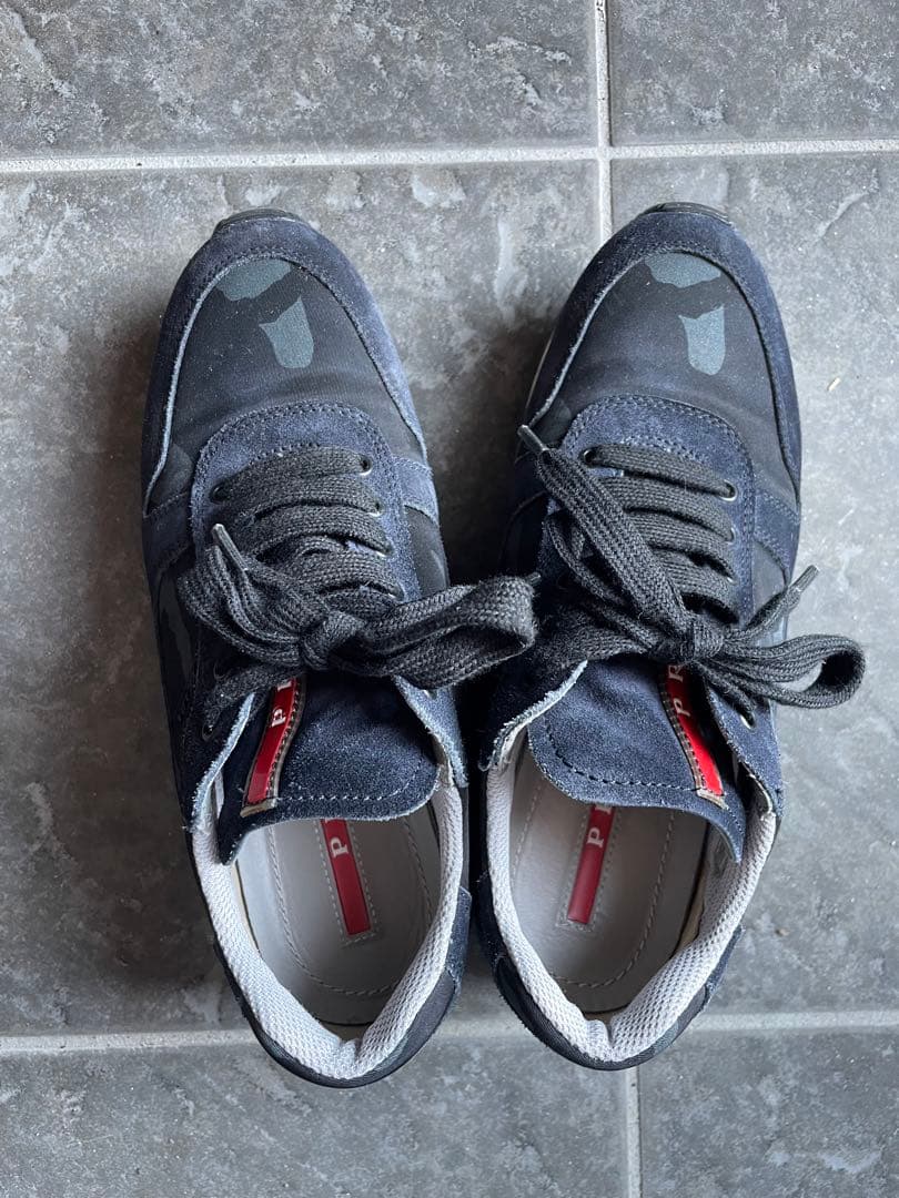 PRADA ダークブルー 迷彩柄 スニーカー