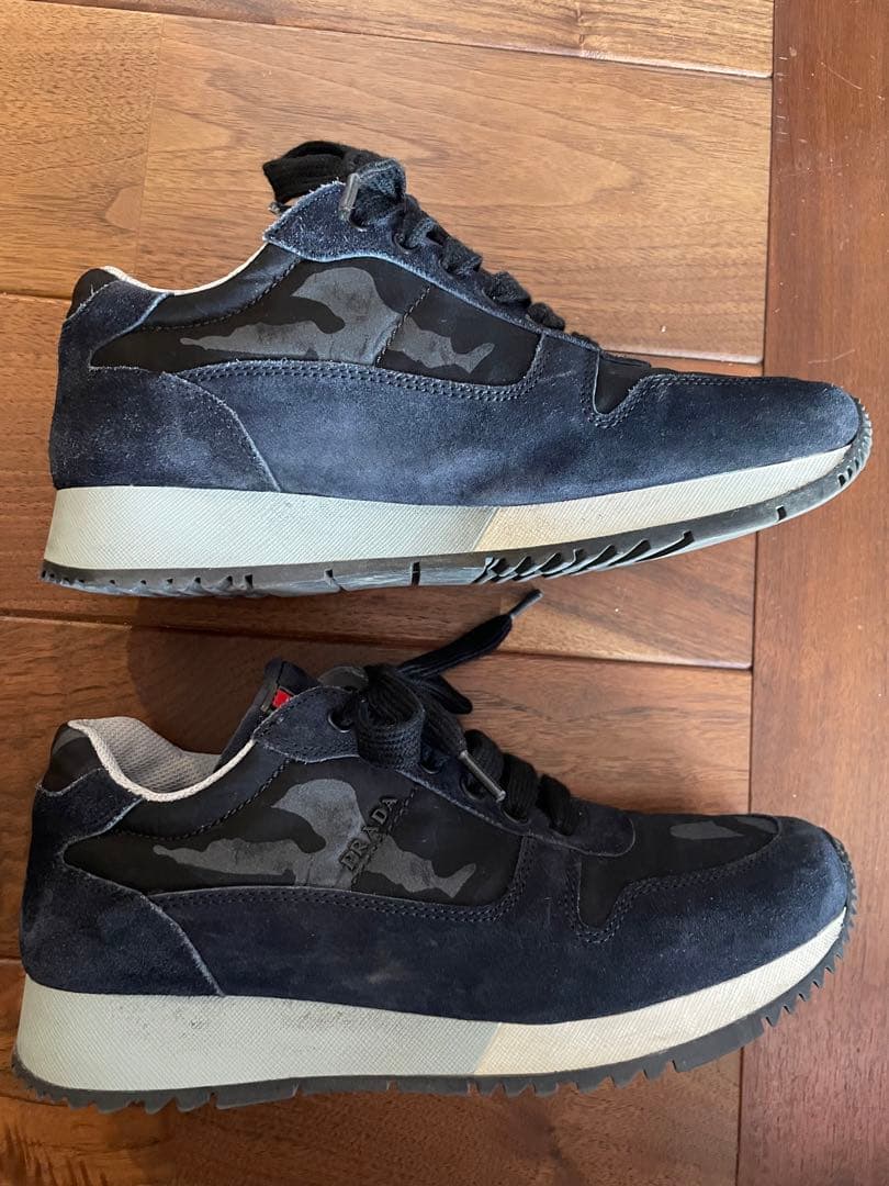 PRADA ダークブルー 迷彩柄 スニーカー