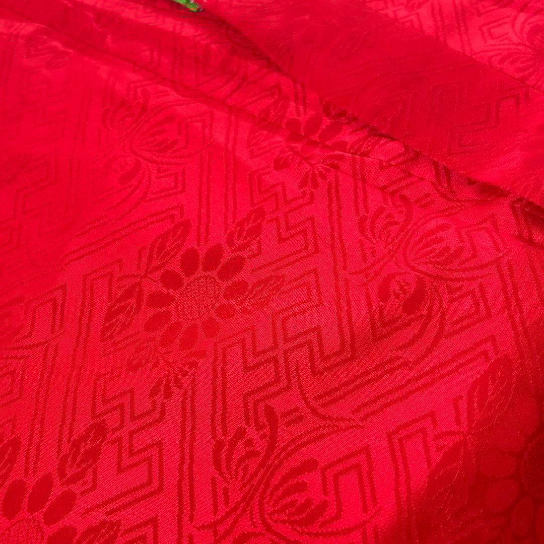 正絹　七五三 女の子7歳着物・帯セット　赤　レトロ　アンティーク