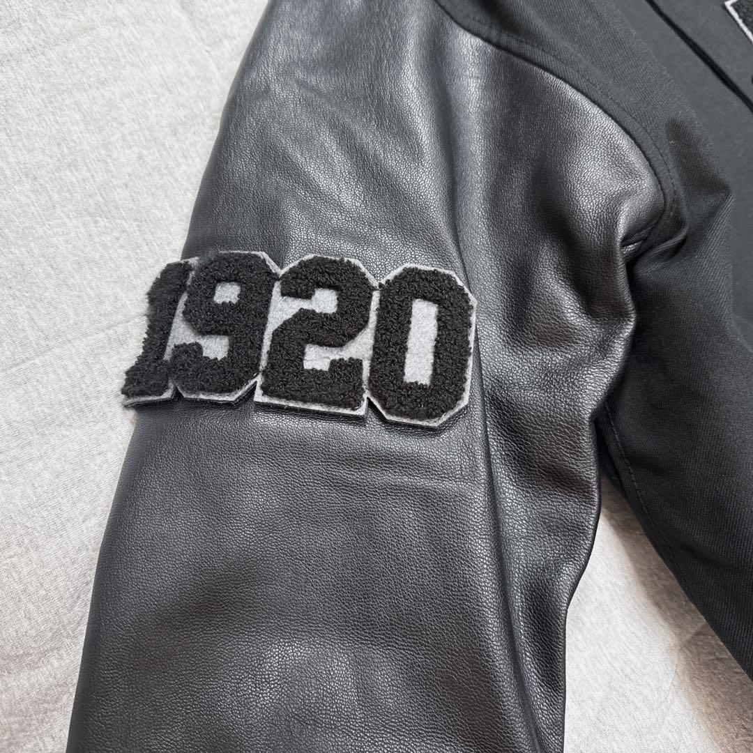 NEW ERA 本革×ウール スタジャン L ブラック 1920 プリマロフト.