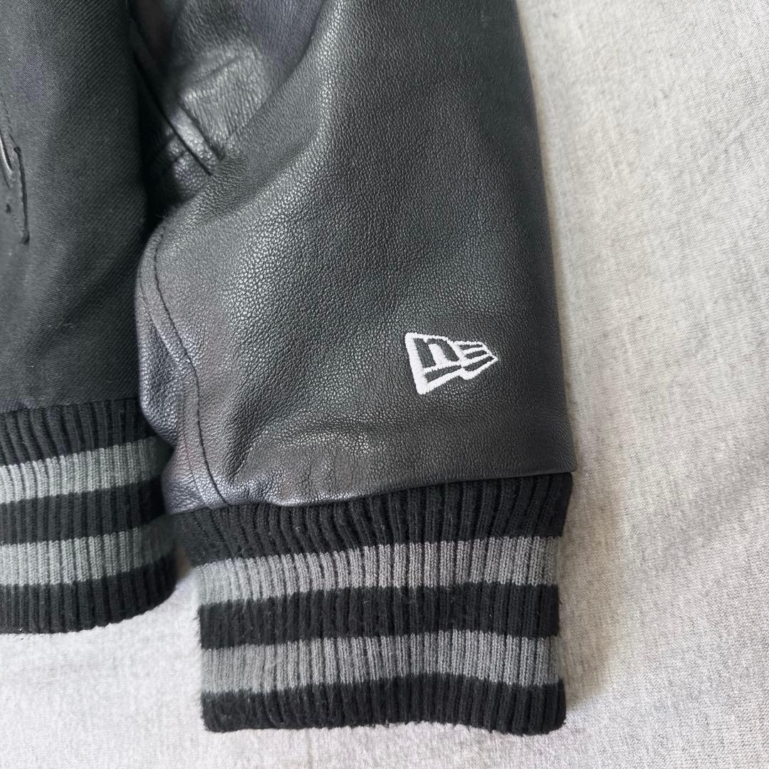 NEW ERA 本革×ウール スタジャン L ブラック 1920 プリマロフト.