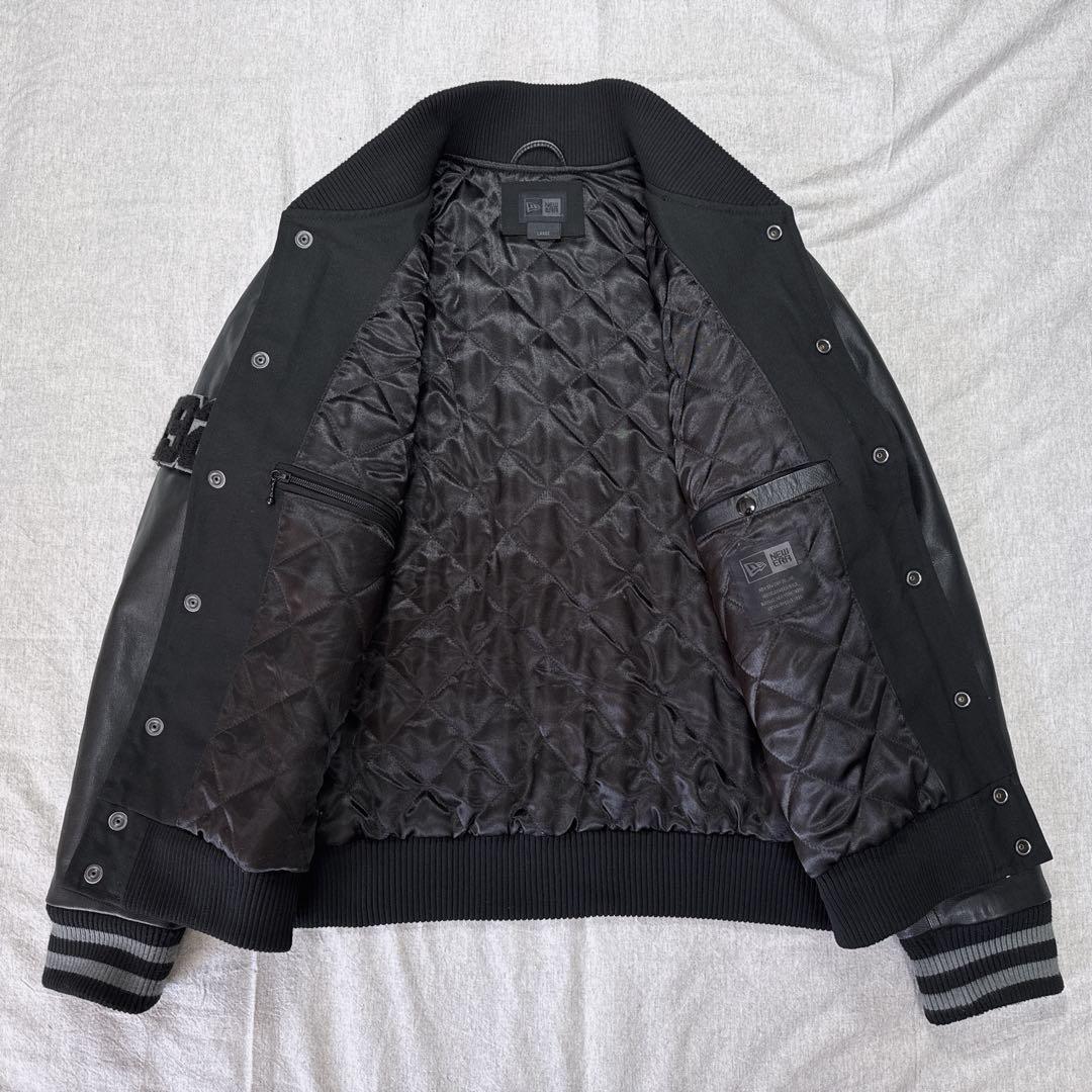 NEW ERA 本革×ウール スタジャン L ブラック 1920 プリマロフト.