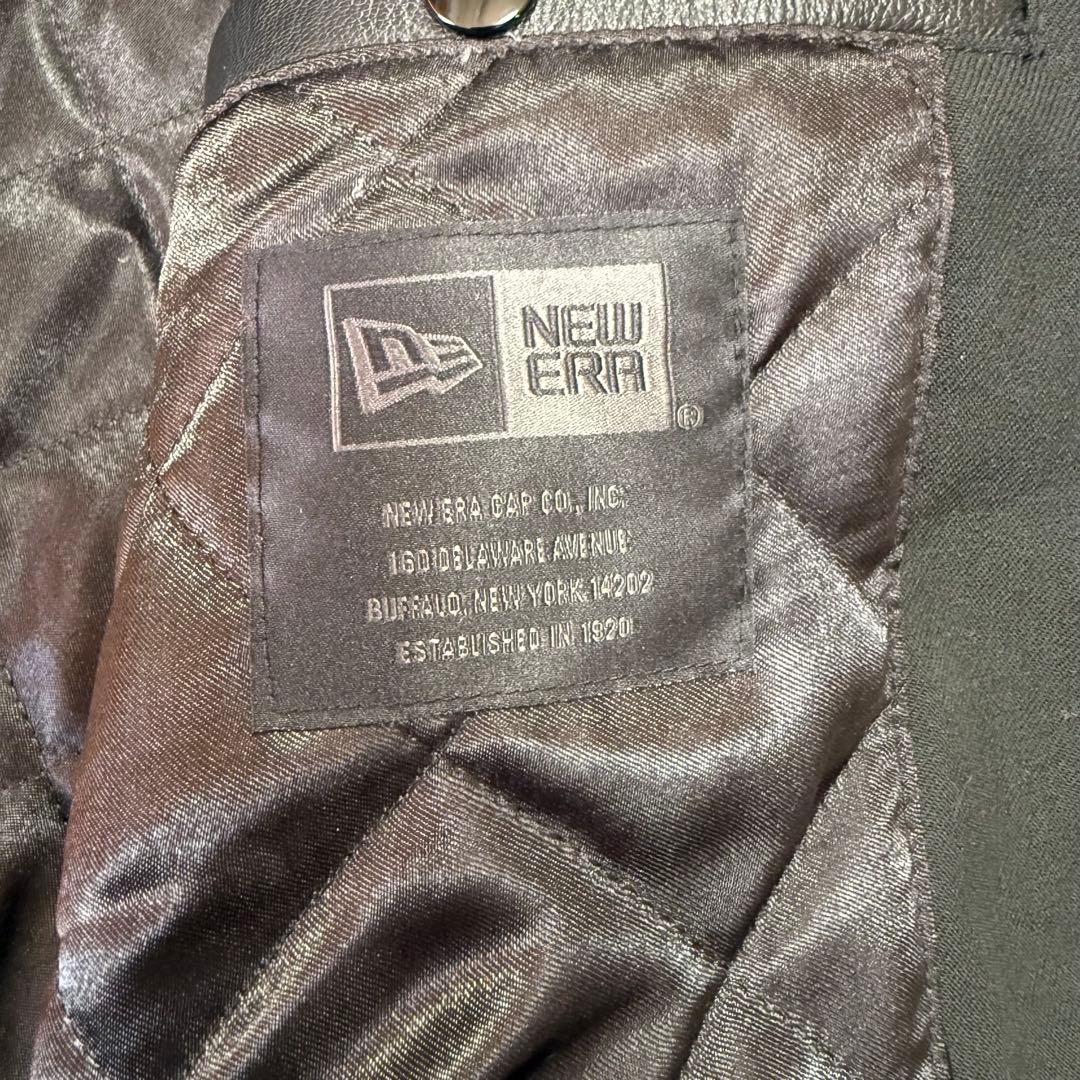 NEW ERA 本革×ウール スタジャン L ブラック 1920 プリマロフト.