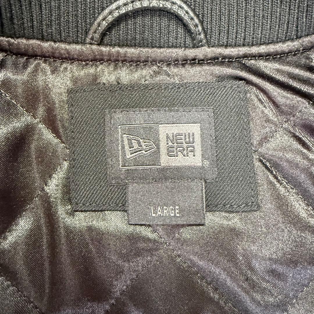 NEW ERA 本革×ウール スタジャン L ブラック 1920 プリマロフト.
