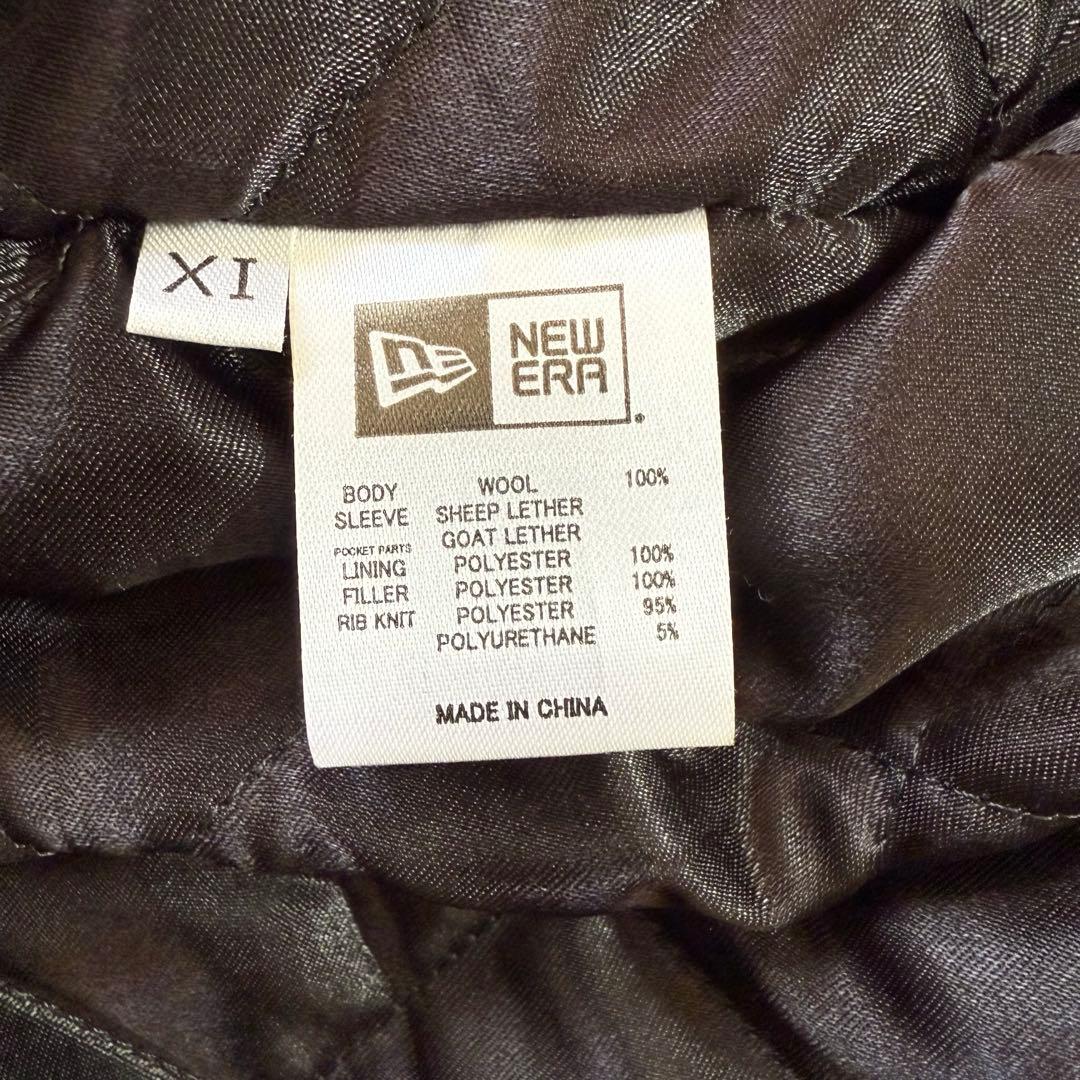 NEW ERA 本革×ウール スタジャン L ブラック 1920 プリマロフト.
