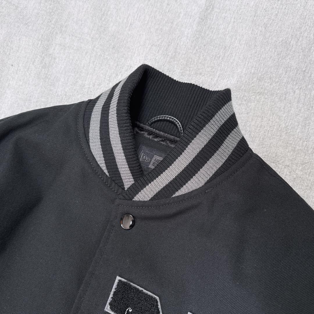 NEW ERA 本革×ウール スタジャン L ブラック 1920 プリマロフト.