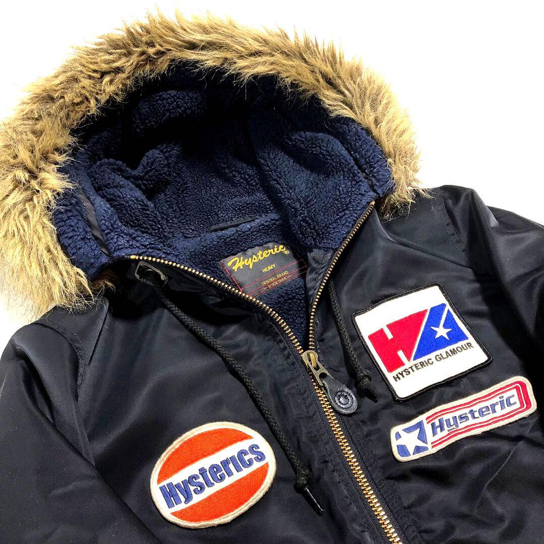 ヒステリックグラマー 初期ヒスY2Kミリタリーフライトジャケット 黒 ワッペン