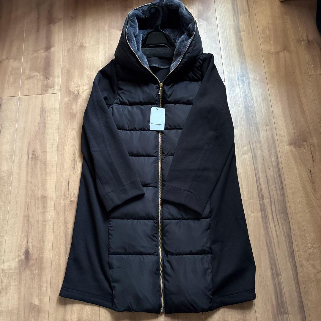 新品　ヤマダヤ　スコットクラブ　定価¥3万2000円　ロングコート　黒　異素材