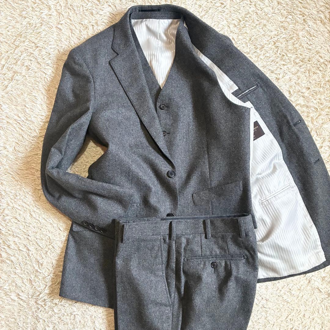 【美品】 高級生地　カノニコ3ピース スーツセットアップ グレー イタリア