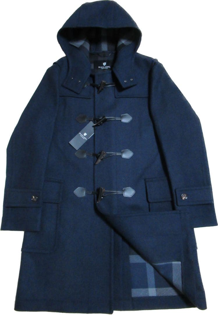 ブラックレーベルクレストブリッジ 新品！裏地総チェック柄ダッフルコート 濃紺 Ｌ