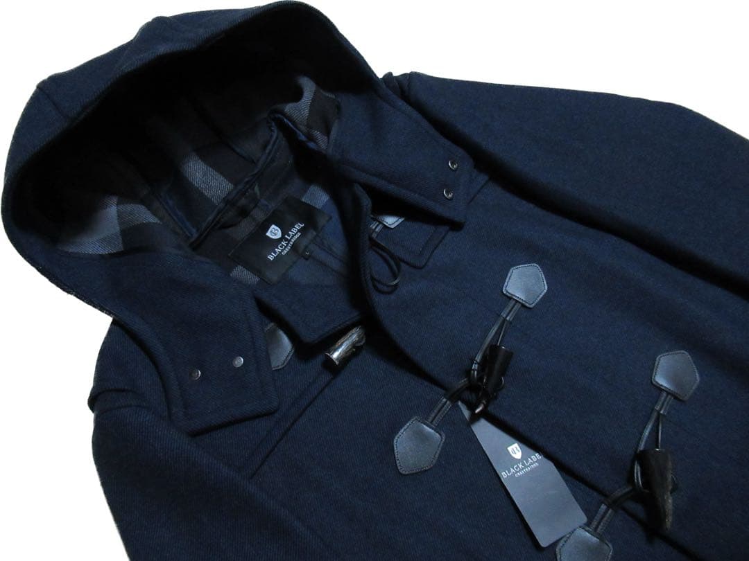ブラックレーベルクレストブリッジ 新品！裏地総チェック柄ダッフルコート 濃紺 Ｌ