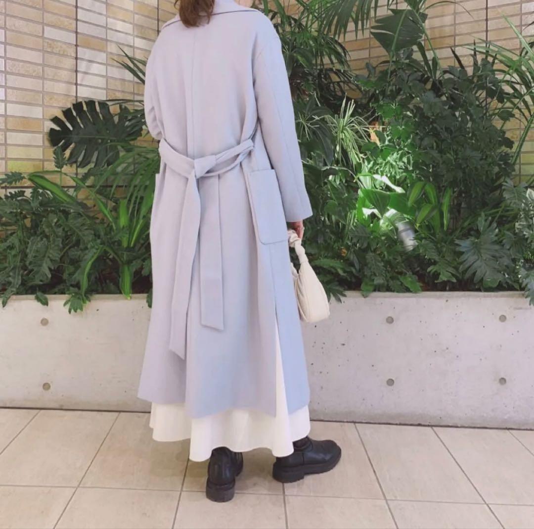 アルアバイル　ネイビー ロングコート ベルト付き
