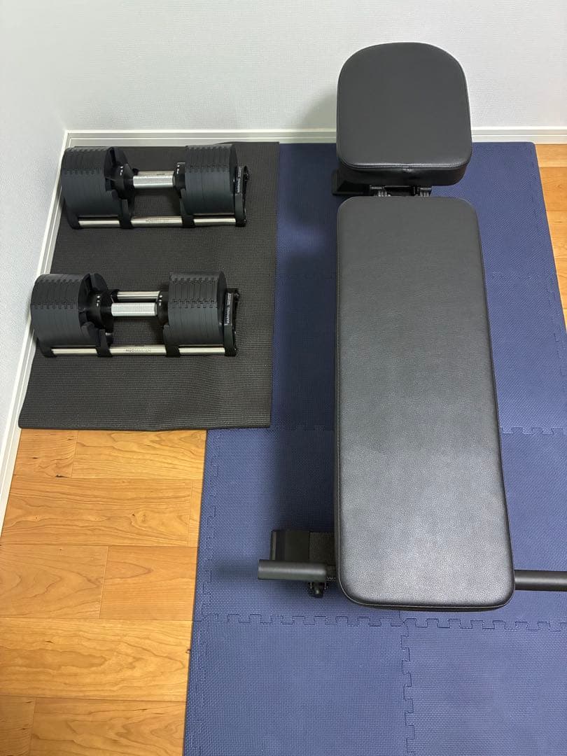 現地渡し】フレックスベル32kg 可変ダンベル トレーニングベンチ フロアマット