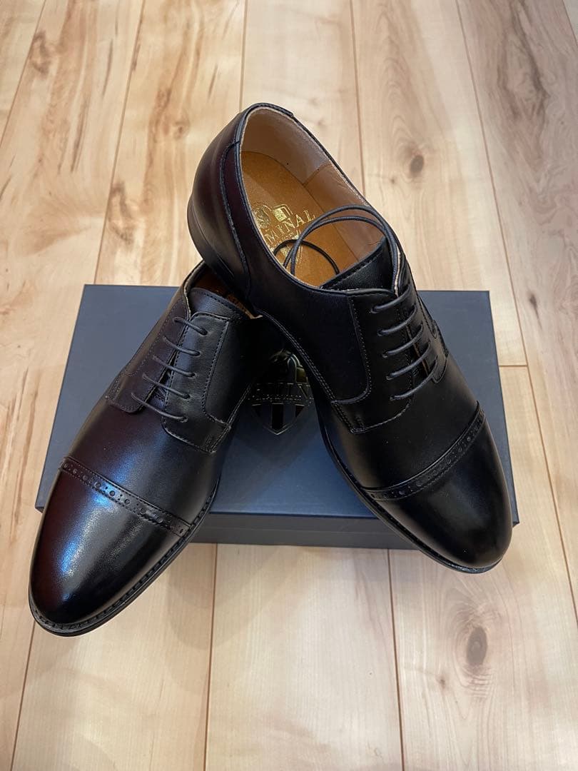 日本製新品GERMINALジェルミナル 黒外羽根ストレートチップ　UK8