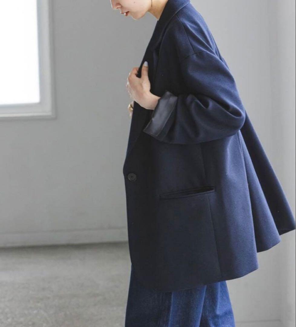 【美品】Noble ネイビー テーラードジャケット オーバーサイズ