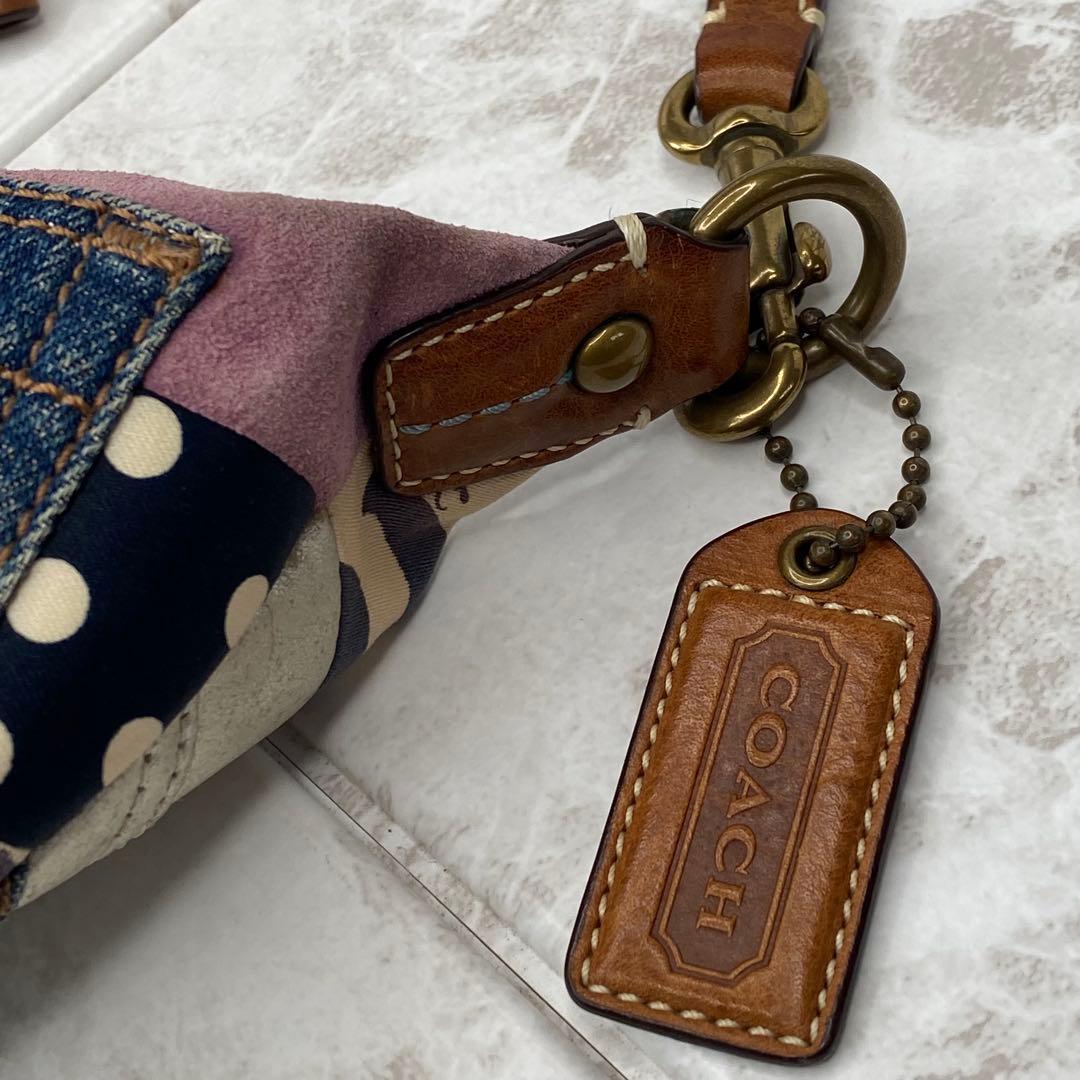 COACH コーチ パッチワーク デニム ショルダーバッグ