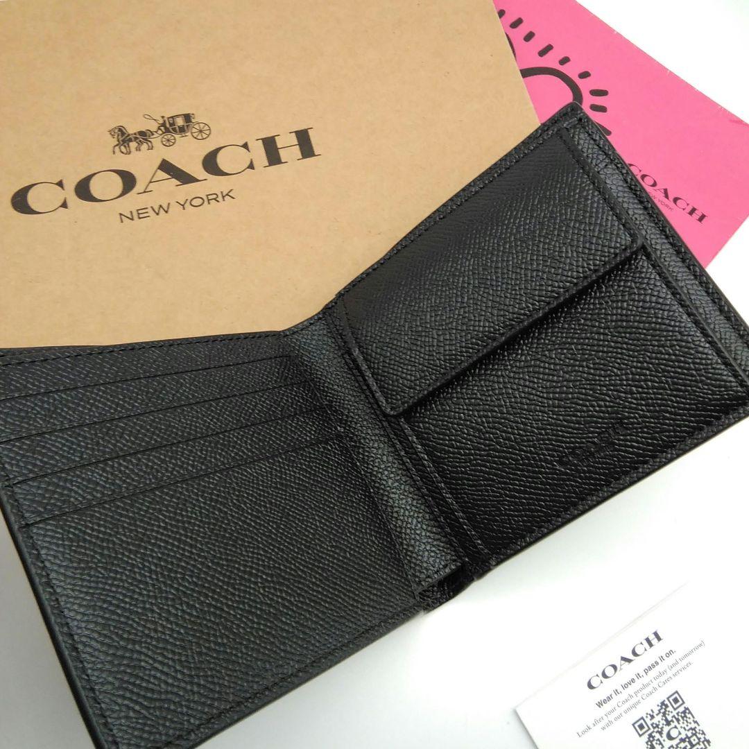 新作　新品　COACH　折り財布　メンズ　人気の小銭入れ付き