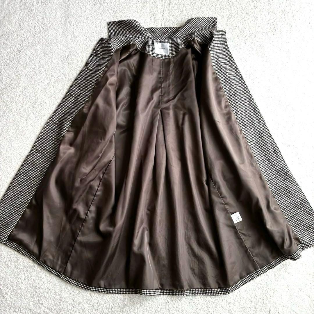 ファシル FASHIRU ウール混 ステンカラーコート 千鳥柄 ロングコート