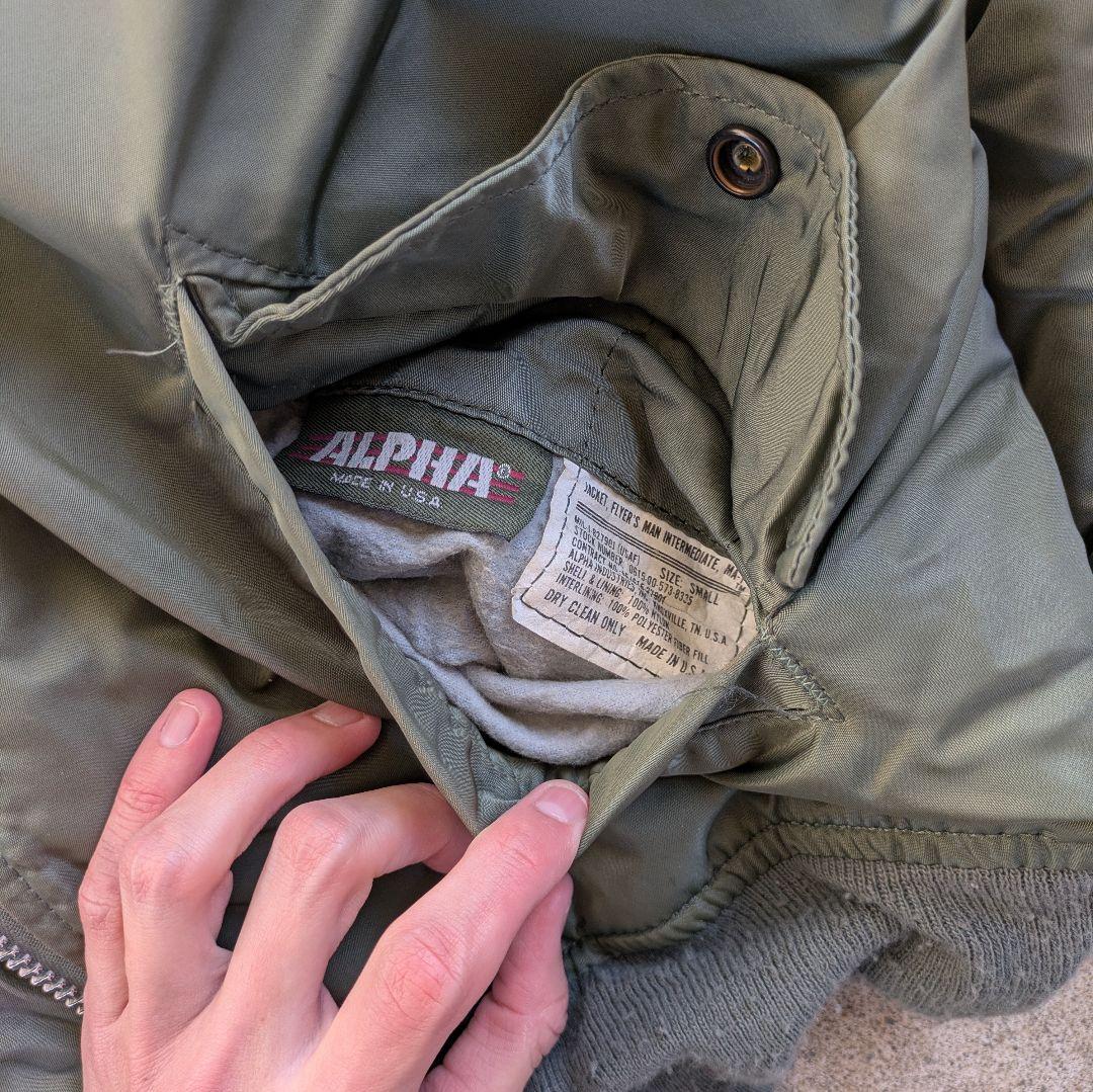 ALPHAMA-1フライトジャケット80sUSA製 3本タグ ※ポケット破れ有り