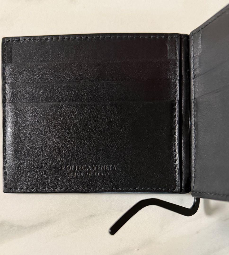 美品 Bottega Veneta イントレチャート マネークリップ ブラック