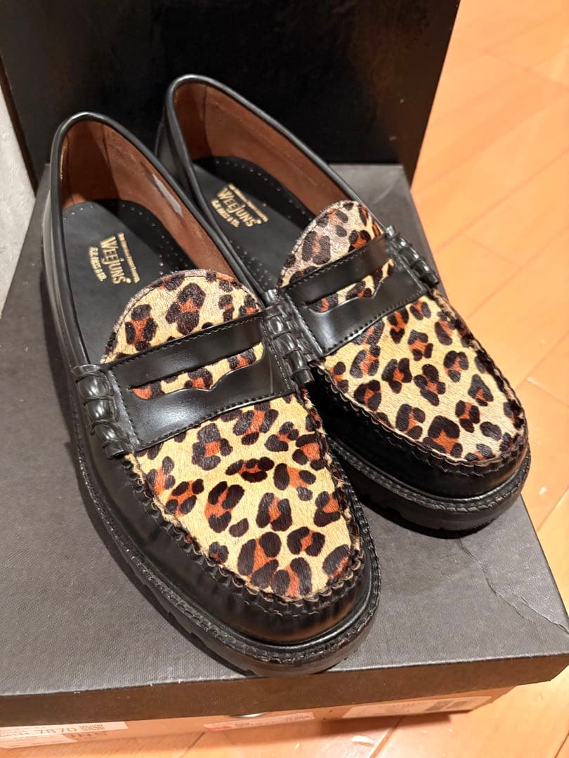 「美品 箱付き」G.H. Bass BA1509 ブラック＆レオパード 9