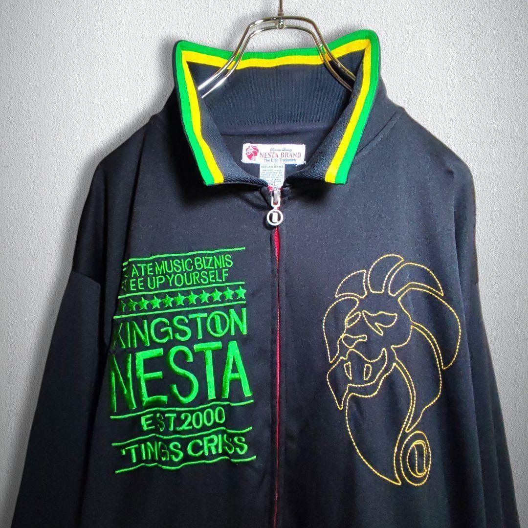 古着　トラックジャケット　NESTA　ネスタ　襟付き　刺繍　ビッグシルエット