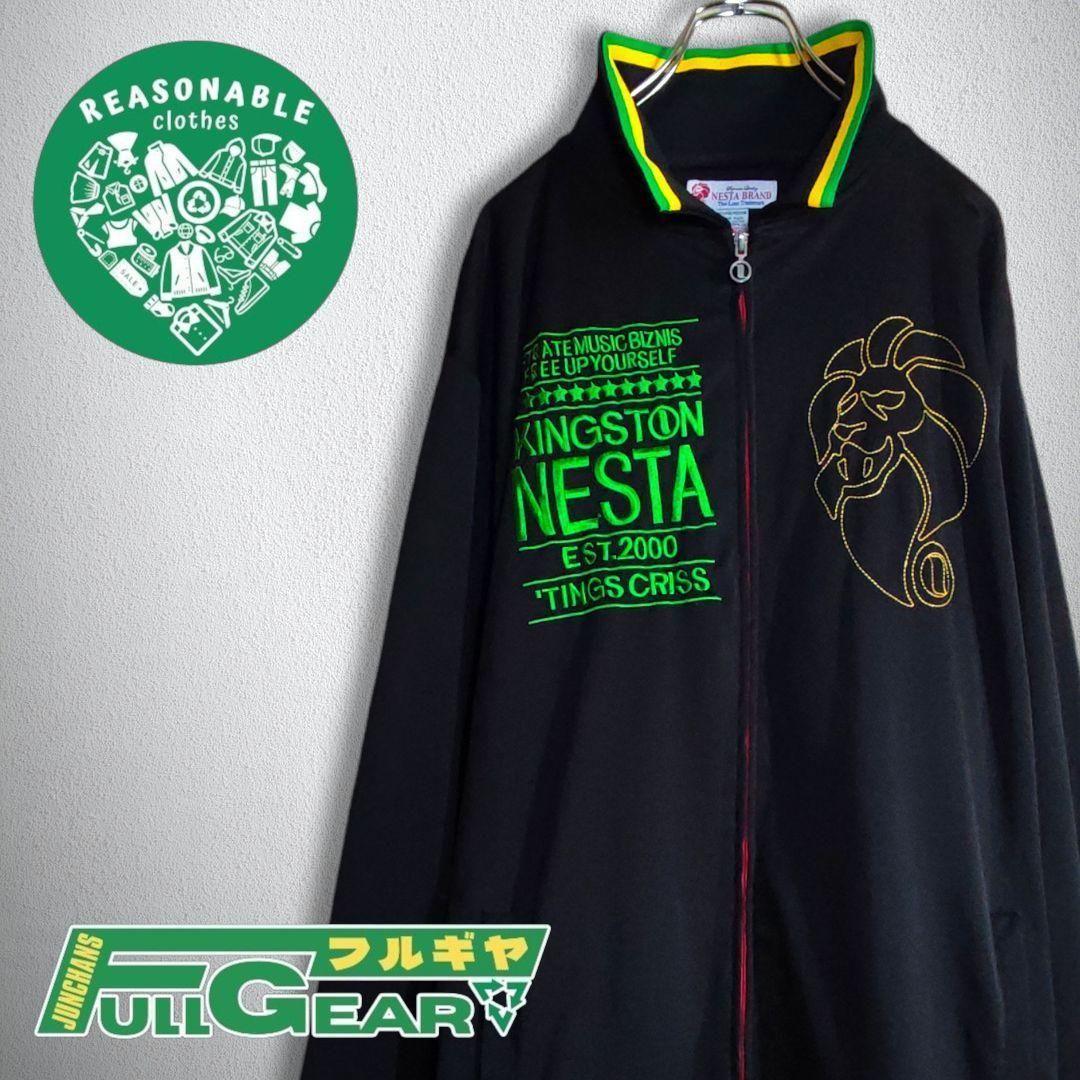 古着　トラックジャケット　NESTA　ネスタ　襟付き　刺繍　ビッグシルエット