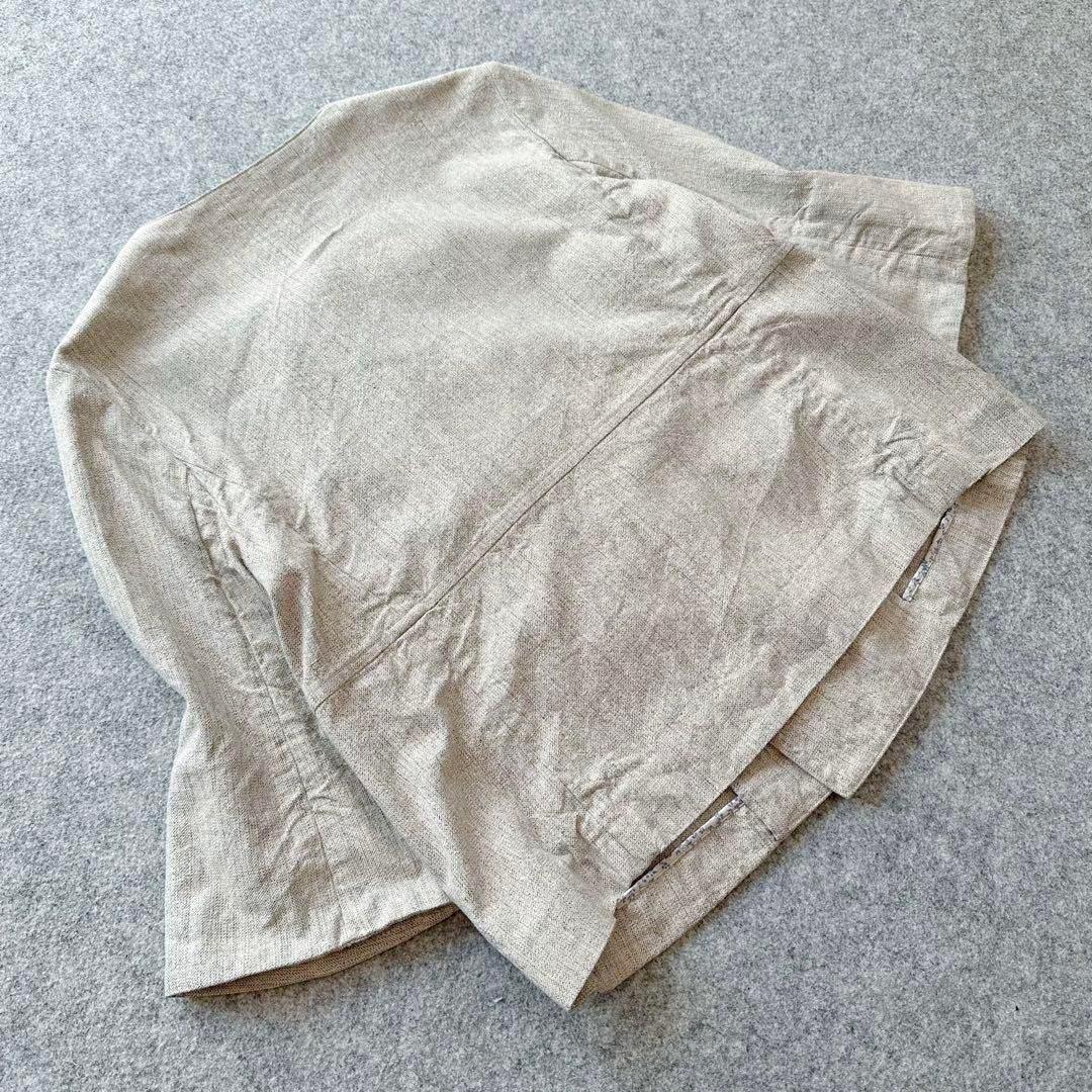 45R【コットン100%•ツイード×花柄】ダブルブレスト＆ノーカラー•ジャケット