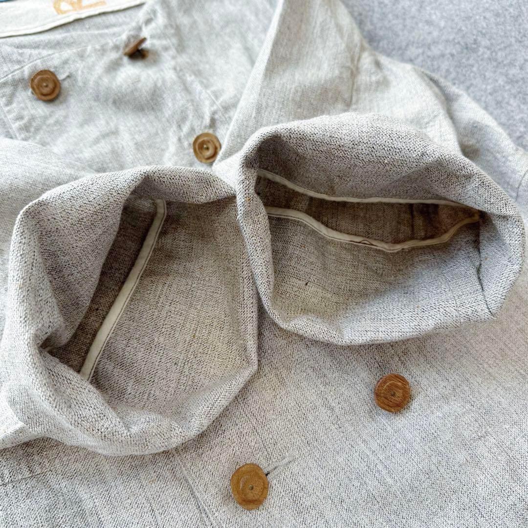 45R【コットン100%•ツイード×花柄】ダブルブレスト＆ノーカラー•ジャケット