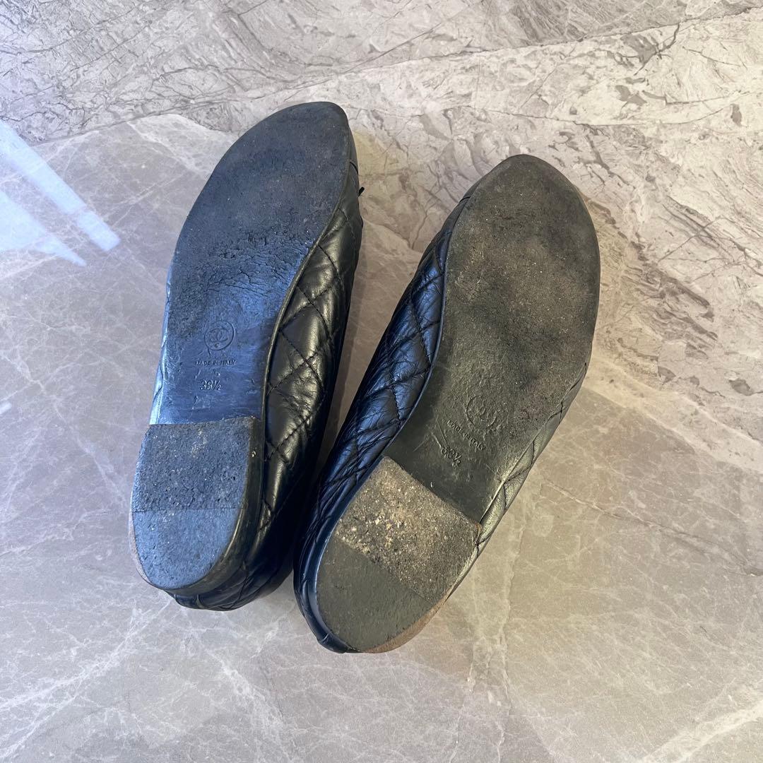 CHANEL シャネル ココマーク マトラッセ レザー フラットパンプス