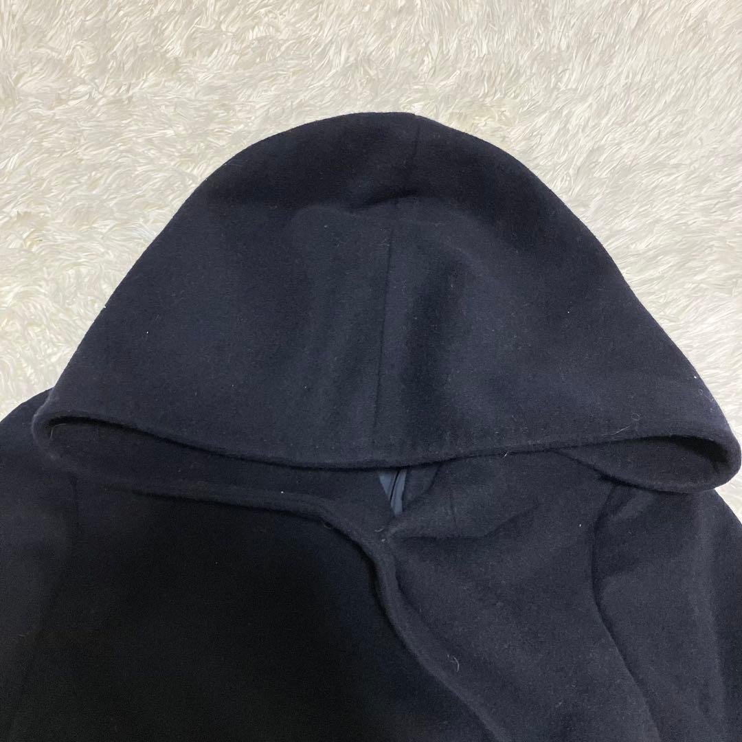美品 23区 大きいサイズ 44 フーデットコート ウール アンゴラ ネイビー
