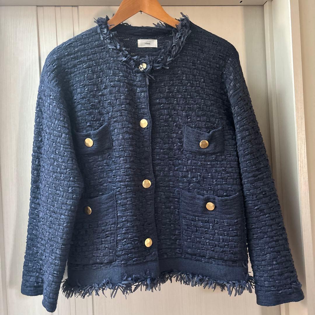 2023 IENA イエナ ツイードニットジャケット　ネイビー